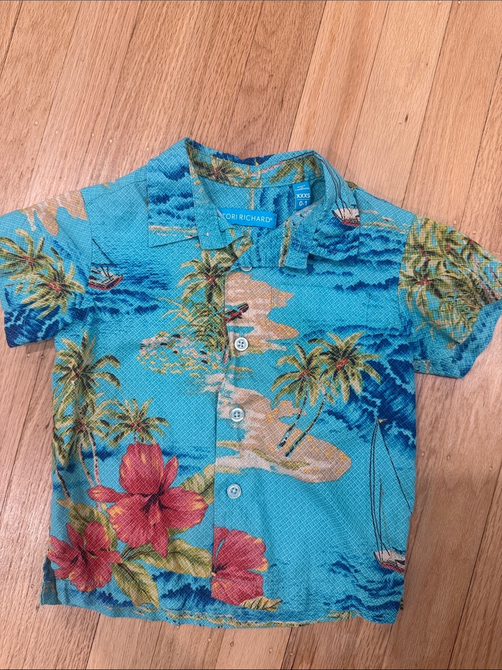 Tori Richard Turquoise Tropical Button-Down Shirt
